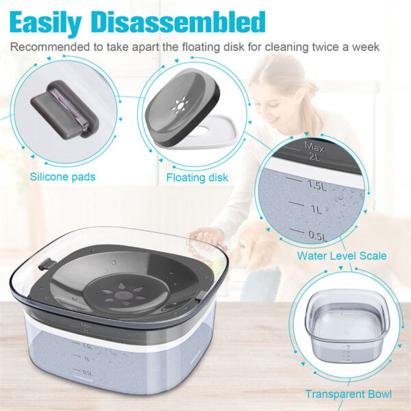Spill-proof, 2L capacity! Keep pets hydrated with visible water! - Image 5