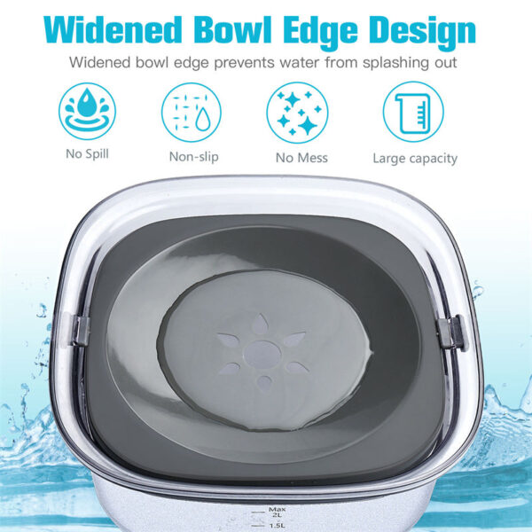 Spill-proof, 2L capacity! Keep pets hydrated with visible water! - Image 4