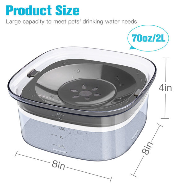 Spill-proof, 2L capacity! Keep pets hydrated with visible water! - Image 9