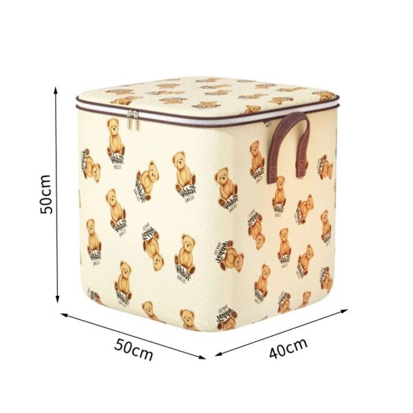Adorable teddy bear bin with dimensions showing