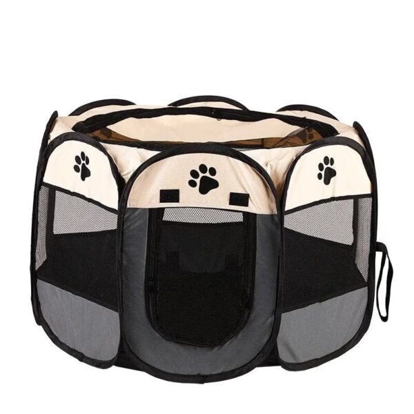 cream cat kennel with breathable mesh