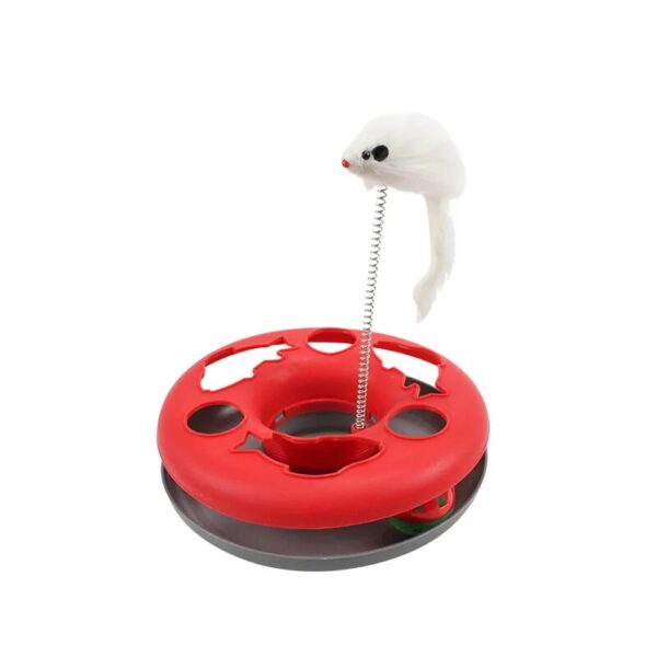 Red Cute cat pet toy with multiple education options
