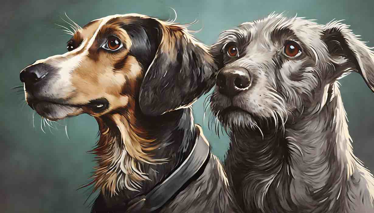 two dogs multiple colors decoding head movement