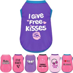 purple pet shirt reading i give free kisses along with another set of optional shirts