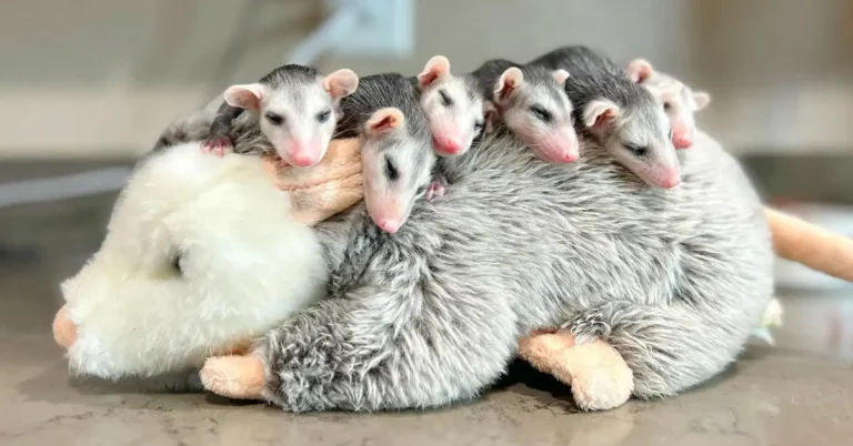 Orphaned Opossum Babies Cling To Stuffed Animal After Losing Mom